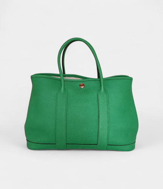 Hermès Garden Party Leather Tote in Green Elegance and Practicality