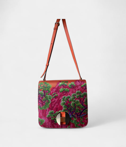 Hermès 2002 Pink Green Leather Handbag