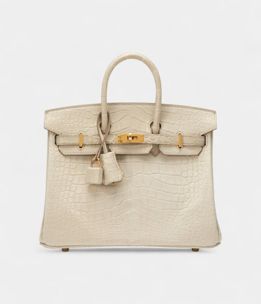 Hermès Beton Matte Mississippiensis Alligator Birkin 25 Gold Hardware
