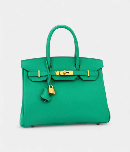 Hermes Birkin 30 Green Leather Tote