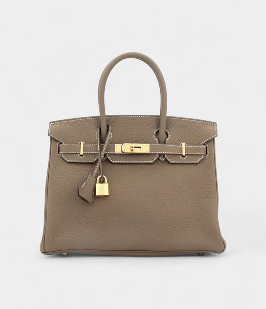 Hermes Birkin 30 Grey leather handbag