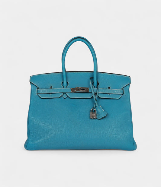 Hermès Birkin 35 Blue Jean Togo Palladium Hardware