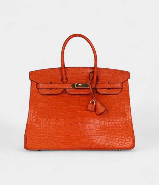 Hermès Birkin 35 Feu Matte Alligator Gold Hardware