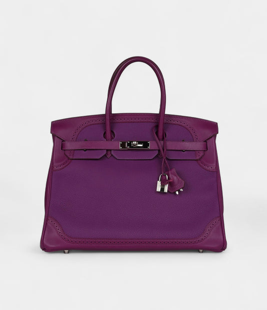 Hermès Birkin 35 Ghillies Anemone Togo and Swift Palladium Hardware
