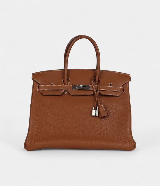 Hermès Birkin 35 Brown Leather Togo Palladium Hardware