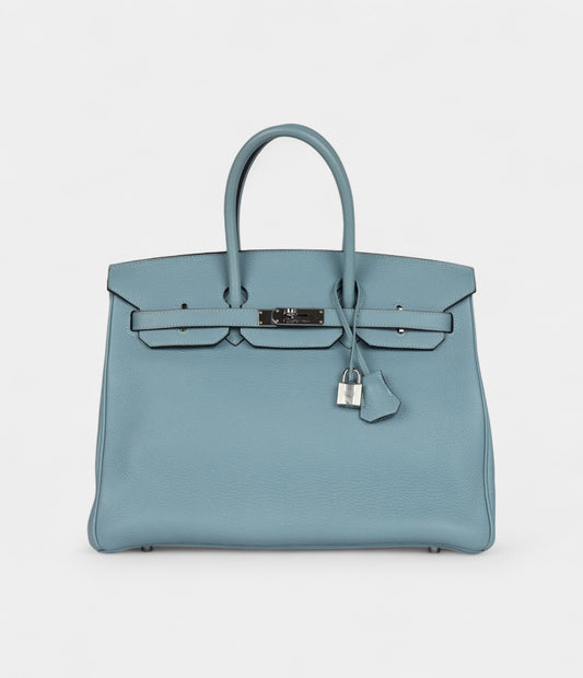 Hermès Birkin 35 Green Blue Ciel Togo Palladium Hardware