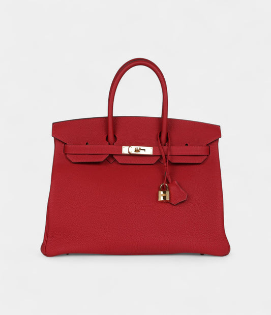 Hermès Birkin 35 Rouge Casaque Togo Gold Hardware