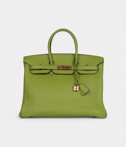 Hermès Birkin 35 Vert Anis Verso Togo Gold Hardware