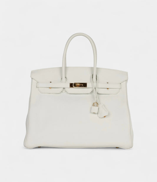 Hermès Birkin 35 White Leather Clemence Hardware