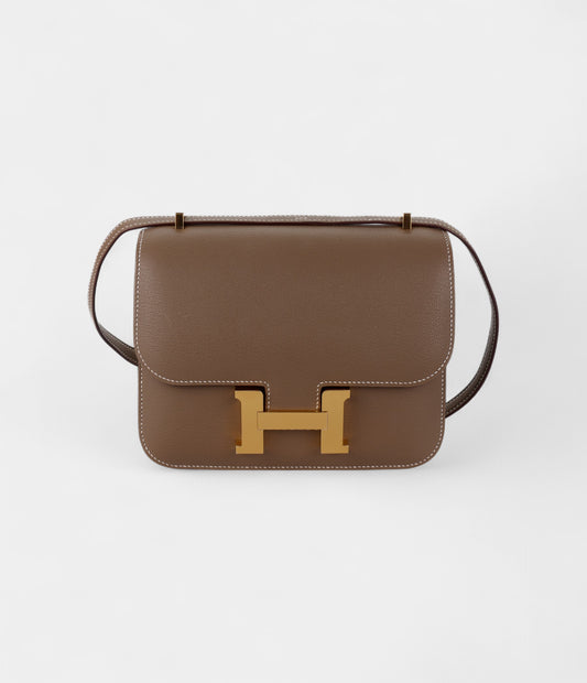 Hermès Constance 18 Etoupe Chevre Mysore Gold Hardware