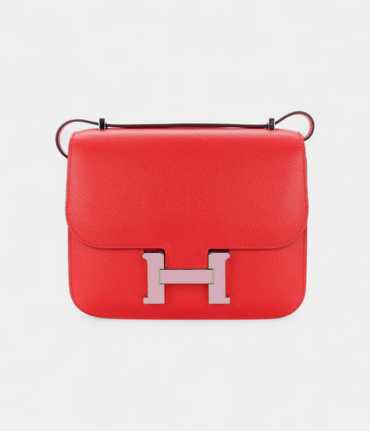 Hermès Constance 18 Rouge De Coeur/ Mauve Sylvrestre Palladium Hardware