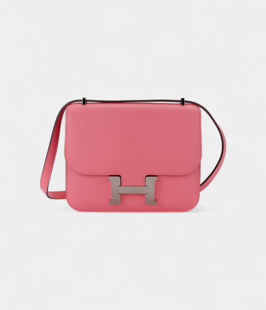 Hermès Constance 18 Verso Rose D’ete/Terre Battue Chevre Palladium Hardware