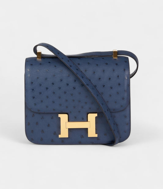Hermès Constance 24 Bleu Malte Ostrich Leather Special