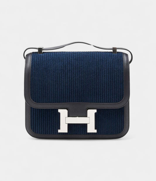 Hermès Constance 24 Bleu Marine Corduroy Palladium Hardware