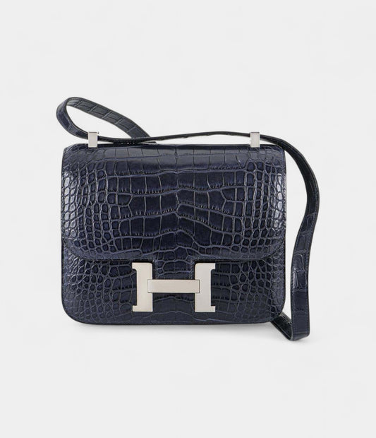 Hermès Constance 24 Blue Marine Alligator Mississippi Matte PHW