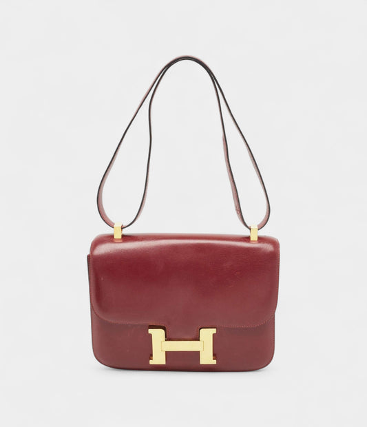Hermes  Constance 24 Rouge Box Calf Leather Gold Finish Bag