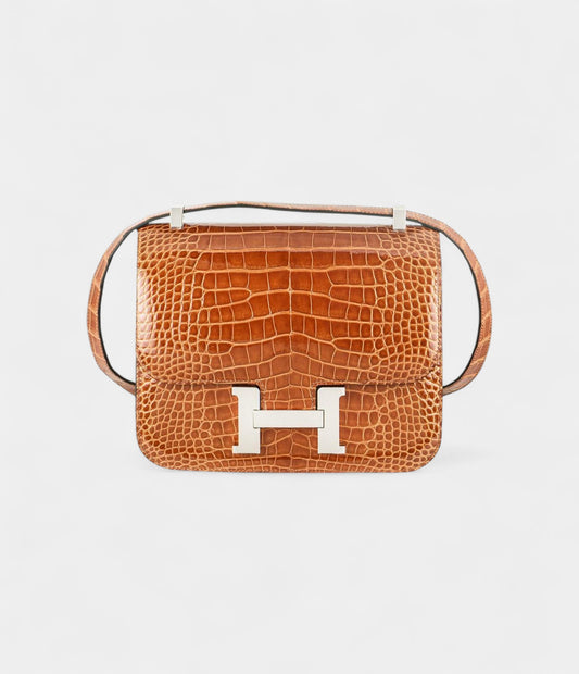 Hermés Constance 24cm Cuivre Lisse Alligator PHW