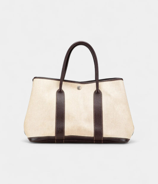 Hermes Garden Party Beige Leather Tote Bag