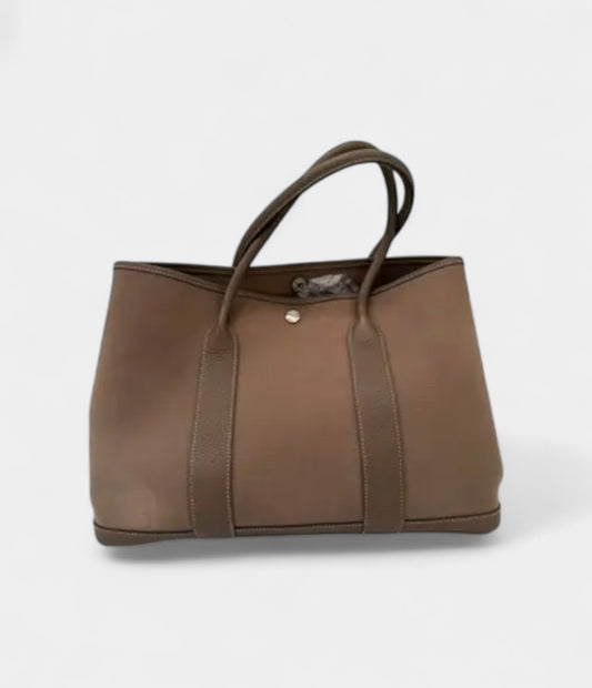 Hermes Garden Party Brown Cloth Tote Bag