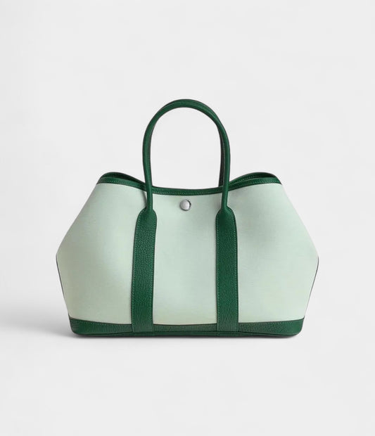 Hermès Garden Party Green Leather Tote Bag