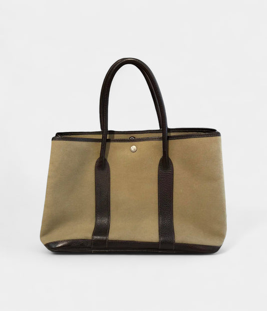 Hermes Garden Party Khaki leather tote Bag