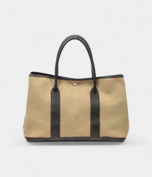 Hermès Garden Party Leather and Canvas Handbag