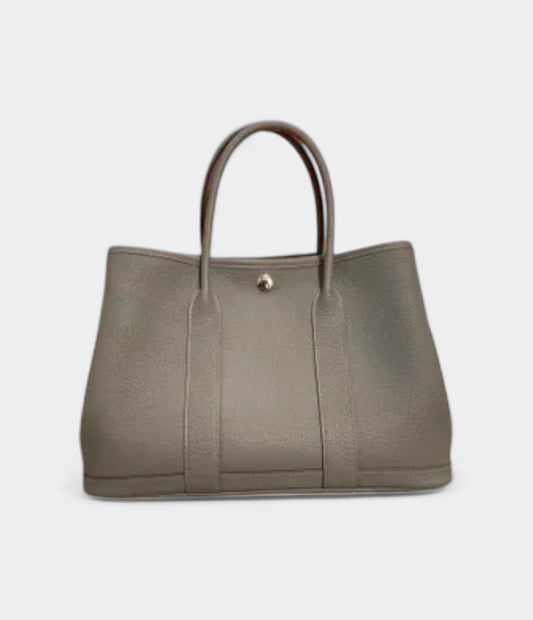 Hermes Garden party Grey leather Tote Bag