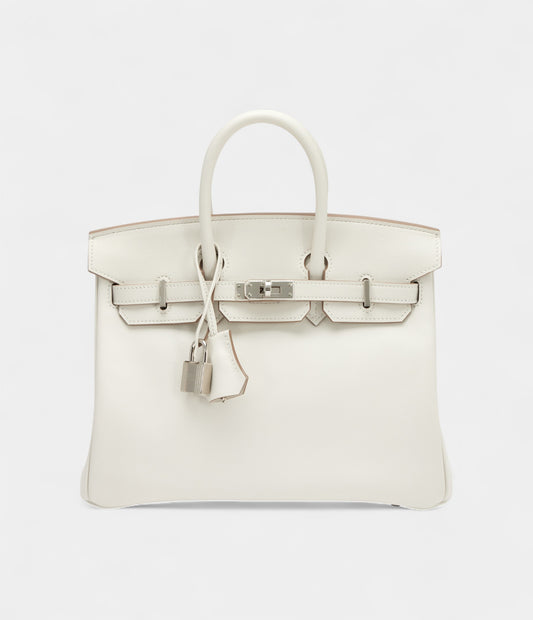 Hermes Gris Pale Swift Birkin 25 Palladium Hardware