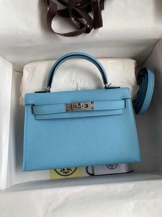 Mini Kelly 19 Celeste Epsom Palladium Hardware Alice