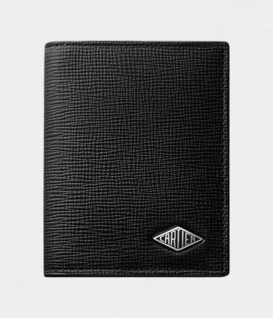 Cartier Losange 4 Credit Card Holder Grained Black Calfskin With Black Enamel