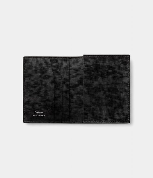 Cartier Losange 4 Credit Card Holder Grained Black Calfskin With Black Enamel