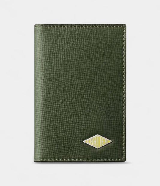 Cartier Losange 4 Credit Card Holder Khaki Calfskin With Jade Enamel