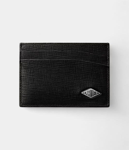 Cartier Losange Double Card Holder in Grained Black Calfskin Understated Sophistication with Iconic Detailing