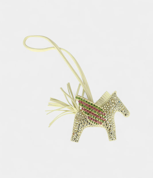 Custom Yellow Swarovski Crystal Hermès Pegase Bedazzled Rodeo Bag Charm PM Jaune Milton Milo Lambskin