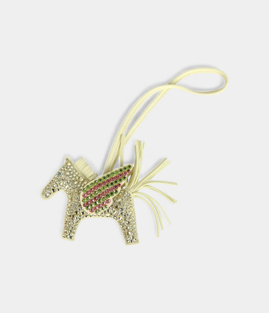 Custom Yellow Swarovski Crystal Hermès Pegase Bedazzled Rodeo Bag Charm PM Jaune Milton Milo Lambskin