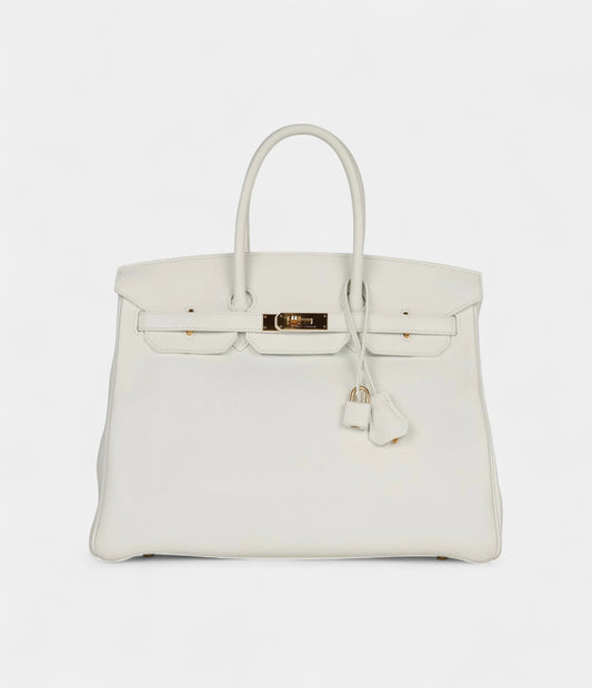 Hermès Birkin 35 White Clemence Gold Hardware