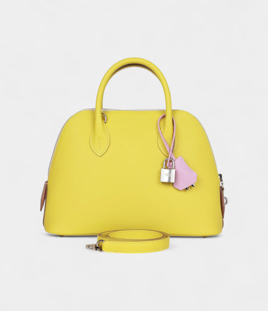 Hermès 1923 Bolide 25 Tricolor Lime, Mauve Sylvestre, and Nata Epsom Palladium Hardware