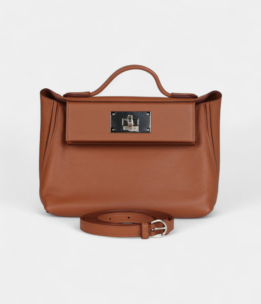 Hermes 24/24 Handmade Gold Evercolor and Swift Palladium Hardware