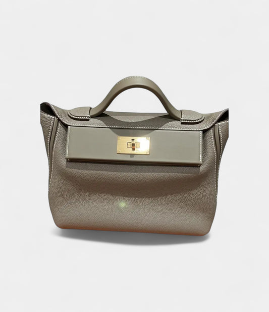 Hermès 24/24 Handmade in Grey Leather with Palladium Hardware