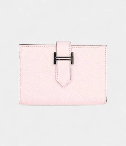 Hermès Bearn Card Holder Rose Darling Chevre Mysore Palladium Hardware