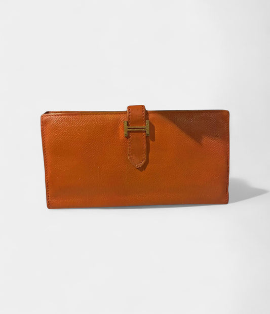 Hermès Béarn Leather Wallet In Orange Blend Of Elegance And Functionality