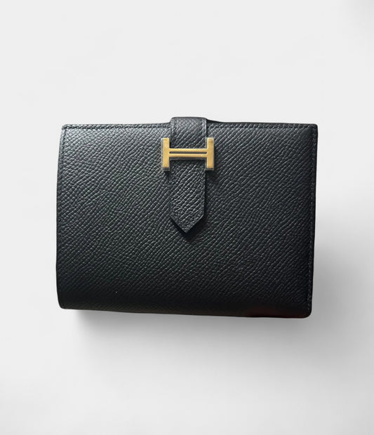 Hermès Béarn Leather Wallet in Black Timeless Luxury Sleek Silhouette