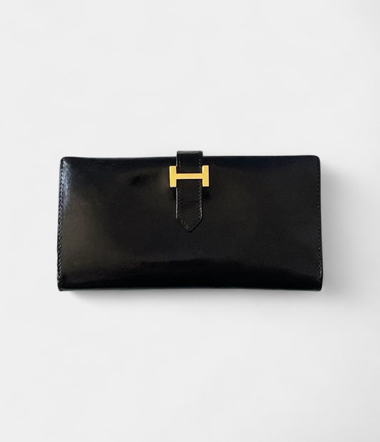 Hermès Béarn Leather Wallet in Black Timeless Sophistication Classic