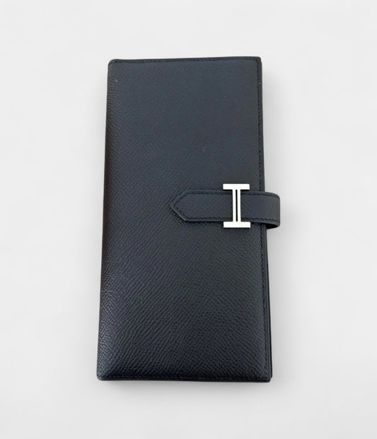 Hermès Béarn Leather Wallet in Black Timeless Sophistication with Iconic Detail