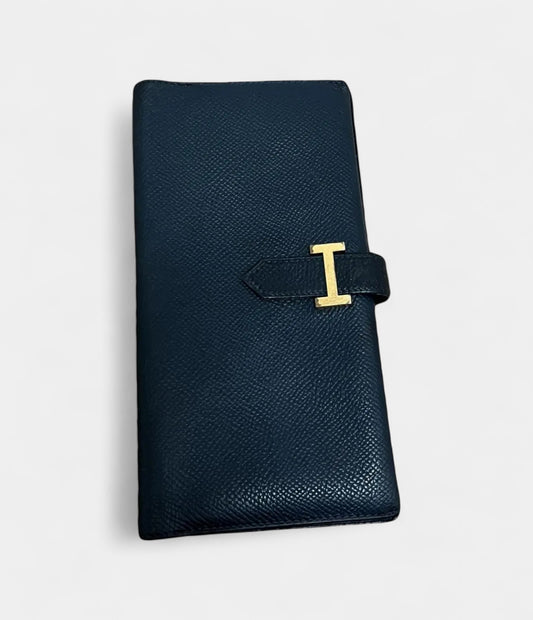 Hermès Béarn Leather Wallet in Blue Cool Elegance Timeless Silhouette