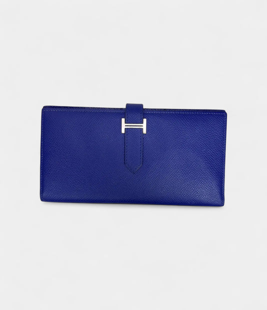 Hermès Béarn Leather Wallet in Blue Refined Craftsmanship Cool Classic Hue