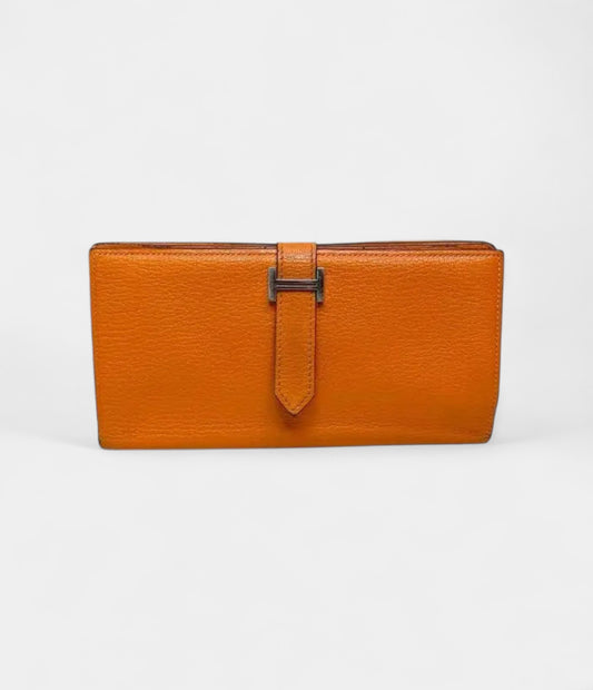 Hermès Béarn Leather Wallet in Orange Bold Heritage Refined Silhouette