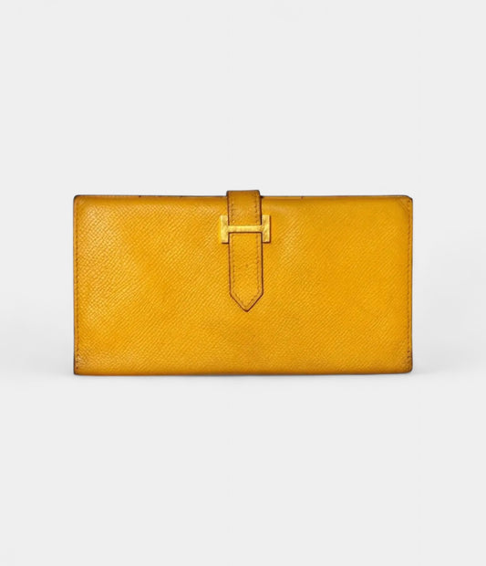 Hermès Béarn Leather Wallet in Yellow Bright Sophistication Classic Form