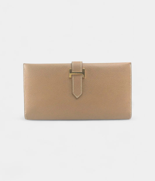 Hermès Béarn Wallet in Beige Leather