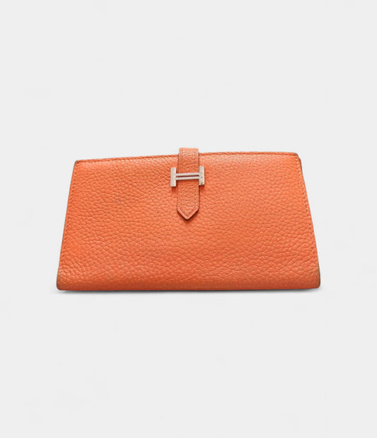 Hermès Béarn Wallet in Orange Leather Expression of Elegance